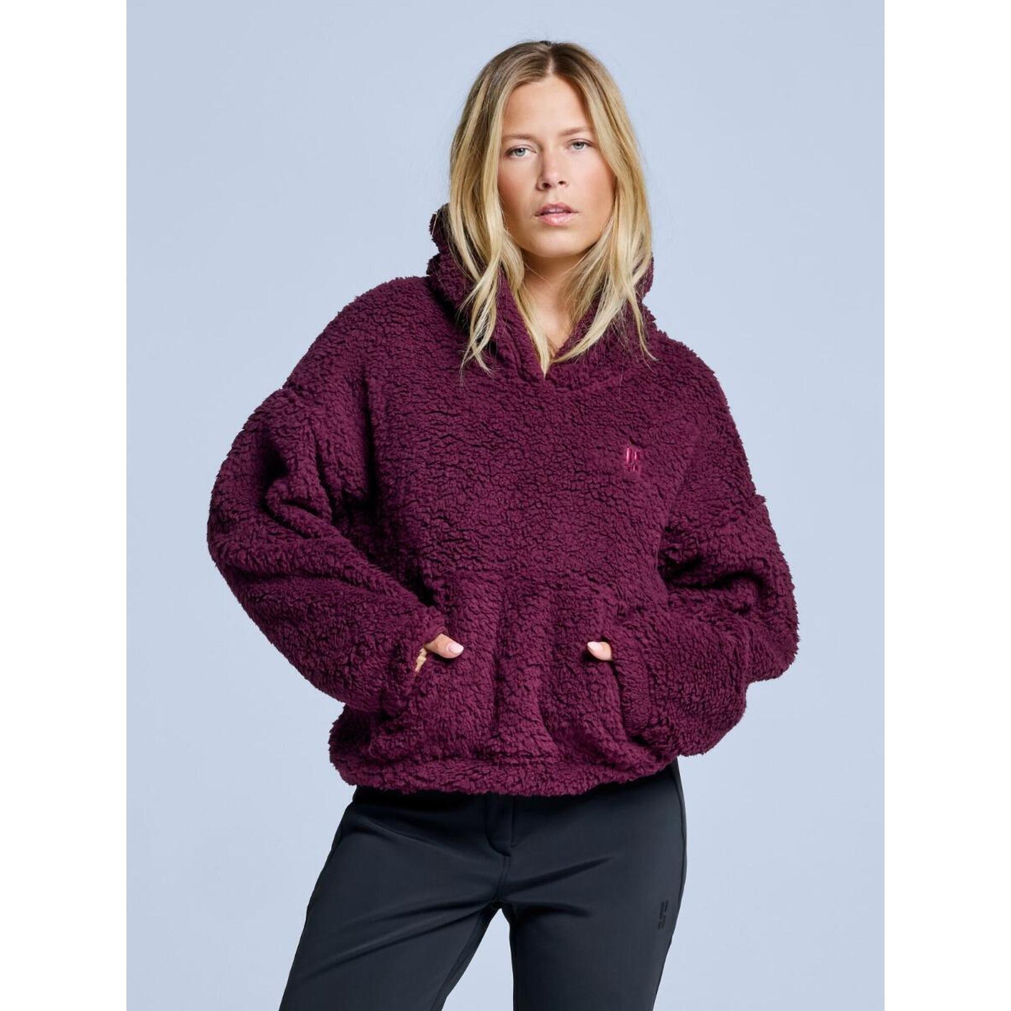 Bluza z kapturem Fluffy - damska - na cztery pory roku - Teddy - bordowa