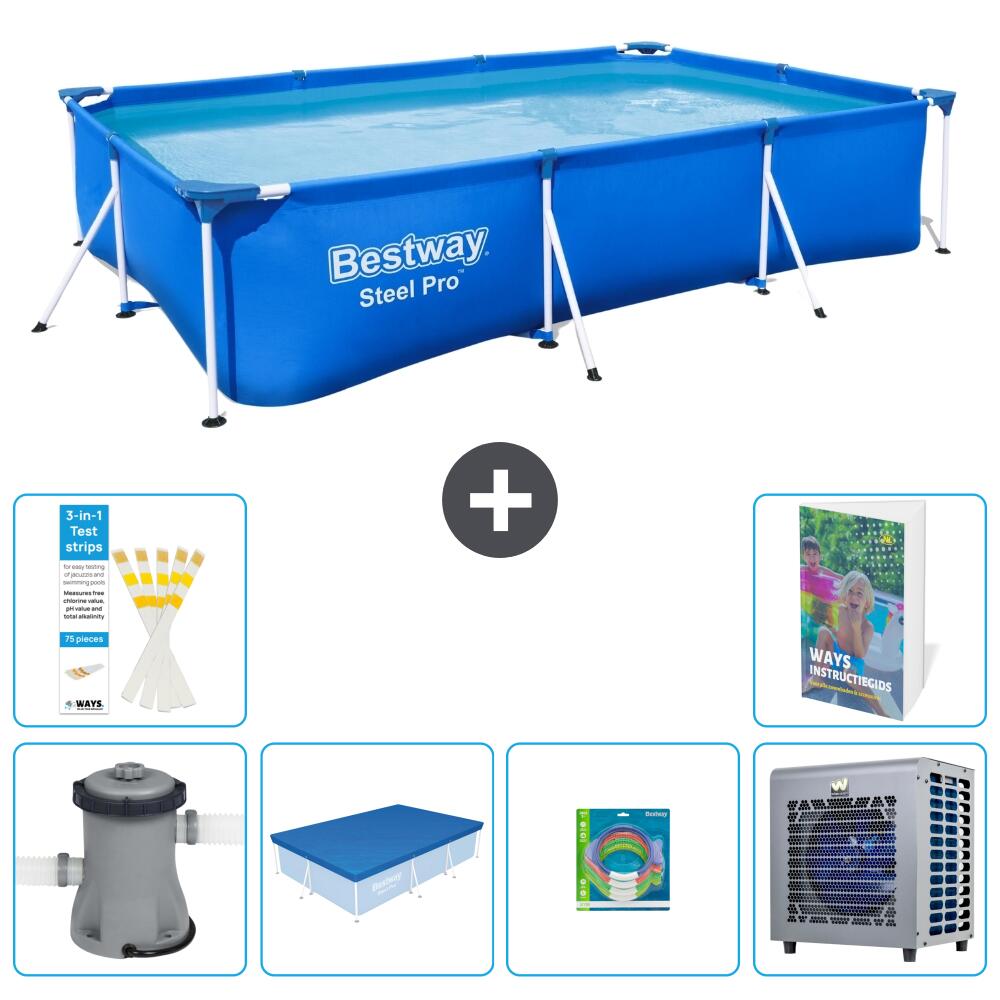 BESTWAY Basen Steel Pro Prostokątny - 300x201x66 cm - 7-częściowy S338
