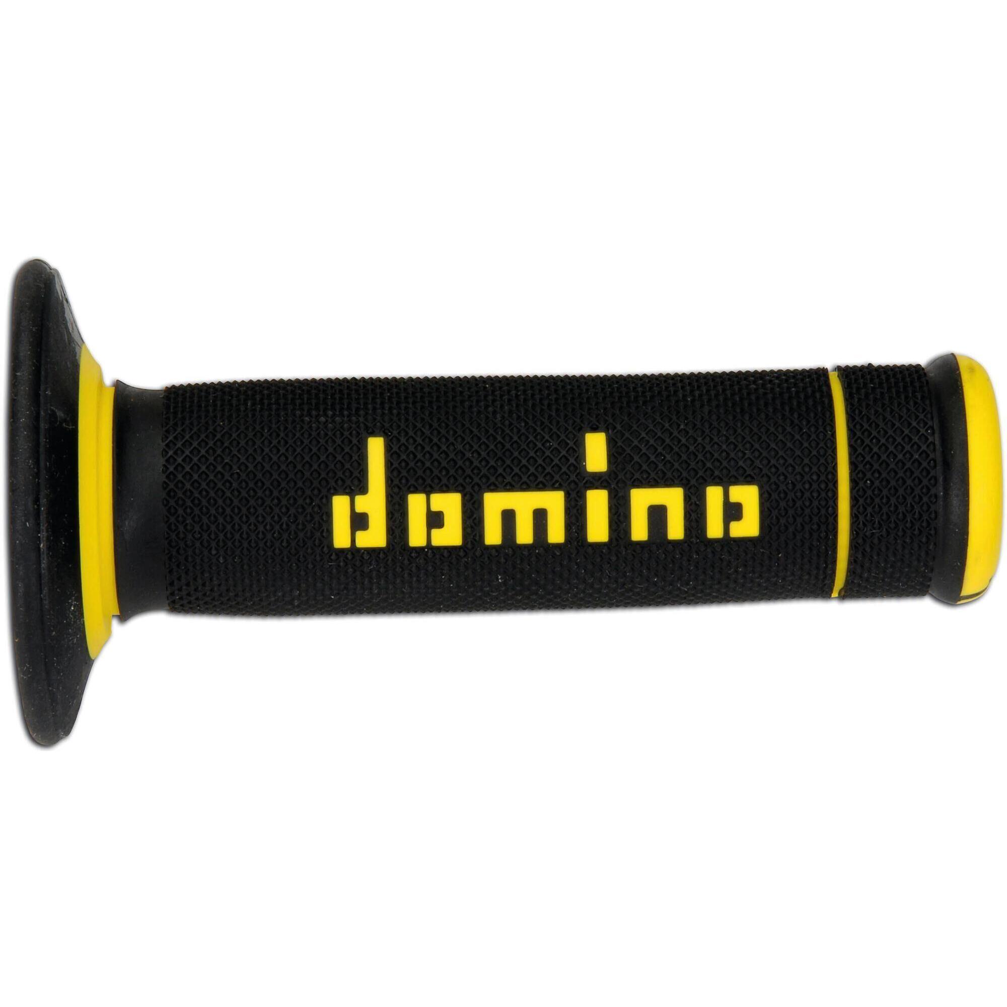 Chwyt Domino A190 zamknięty gumowy 22/26 mm czarny/żółty 120/123 mm