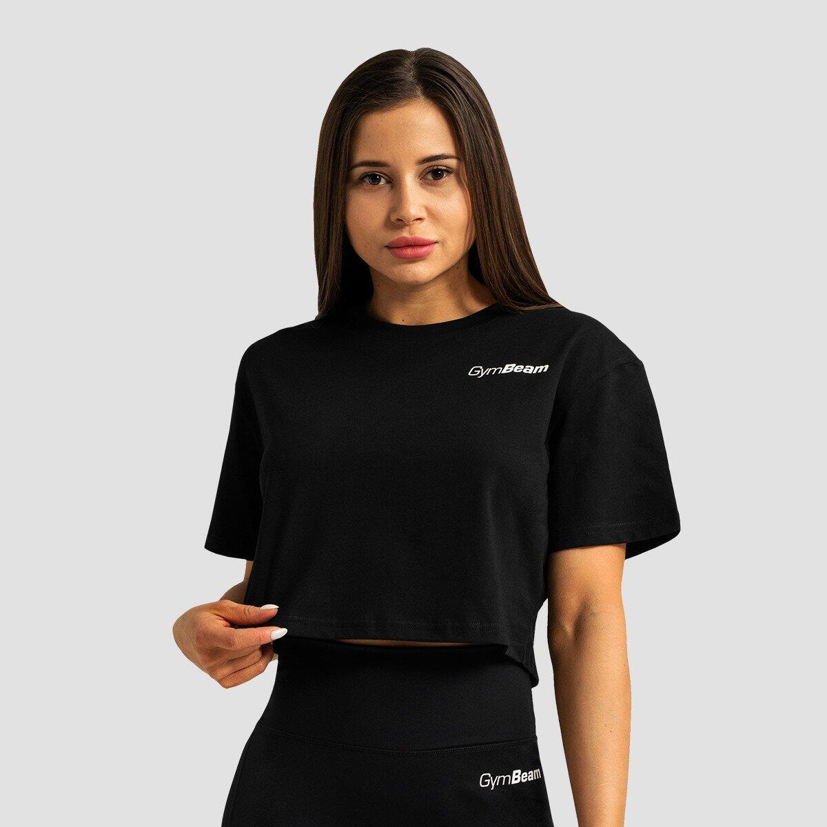 Koszulka damska fitness cropped luźna czarna Limitless