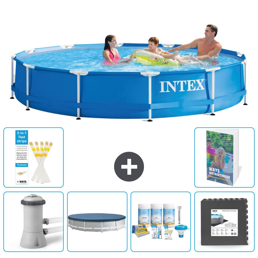 INTEX Basen ze stelażem Okrągły - 366x76 cm - 7-częściowy S238