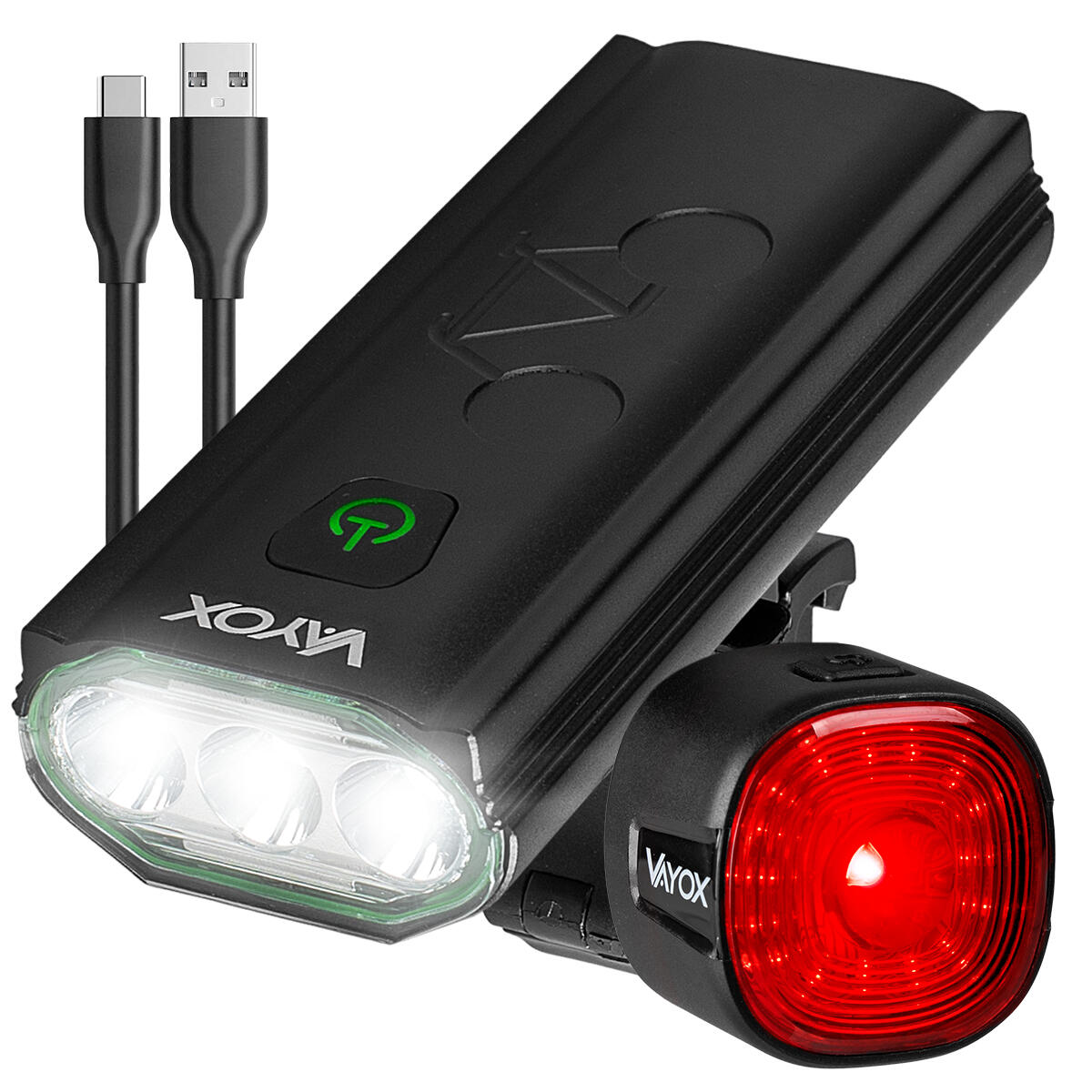 Zestaw lampek rowerowych VAYOX VA0112 + VA0156 przednia i tylna USB-C