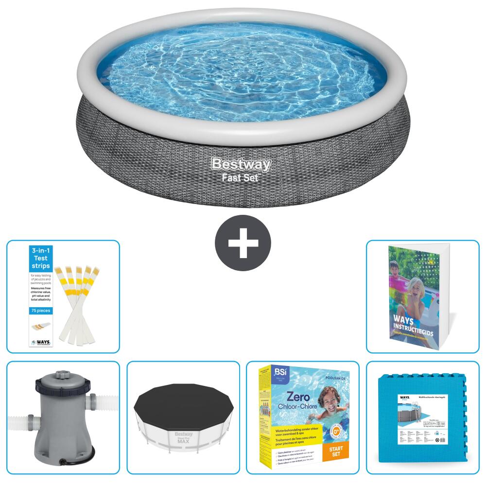 BESTWAY Basen Fast Set Okrągły - 366x76 cm - 7-częściowy S276