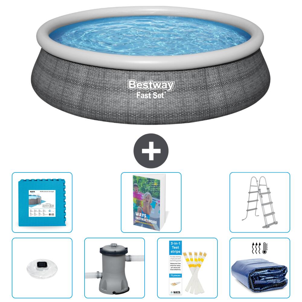 BESTWAY Basen Fast Set Okrągły - 457x107 cm - 8-częściowy S500