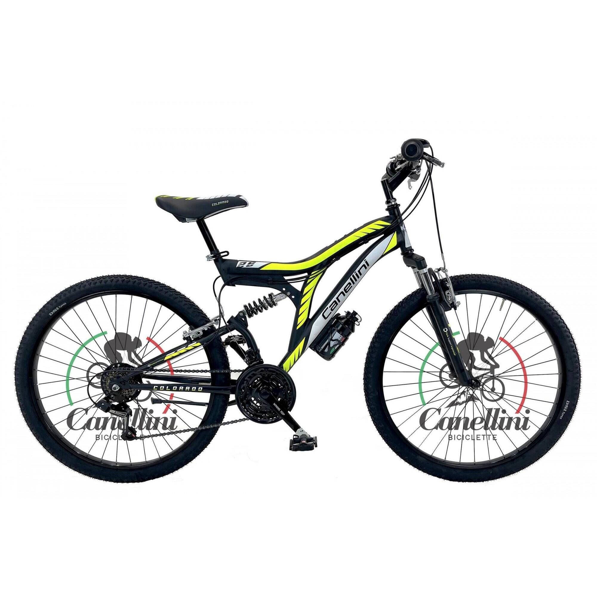 Rower Dziecięcy MTB Canellini COLORADO 26 z pełnym zawieszeniem - Czarny/Żółty