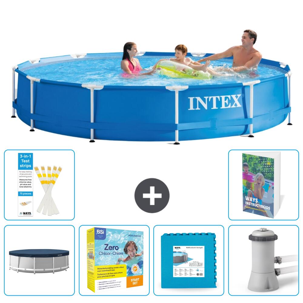 INTEX Basen ze stelażem Okrągły - 366x76 cm - 7-częściowy S44