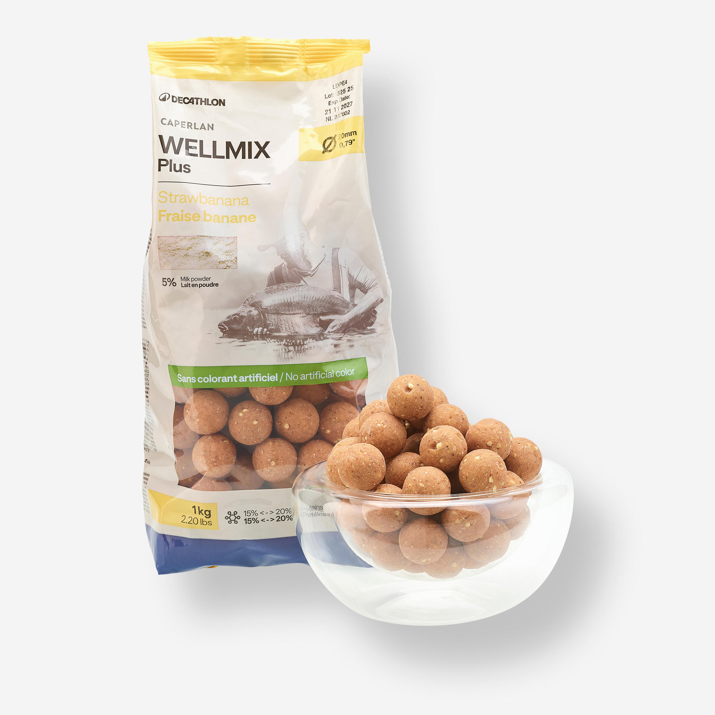 Kulki proteinowe Caperlan Wellmix Plus 20 mm 1 kg strawbanana