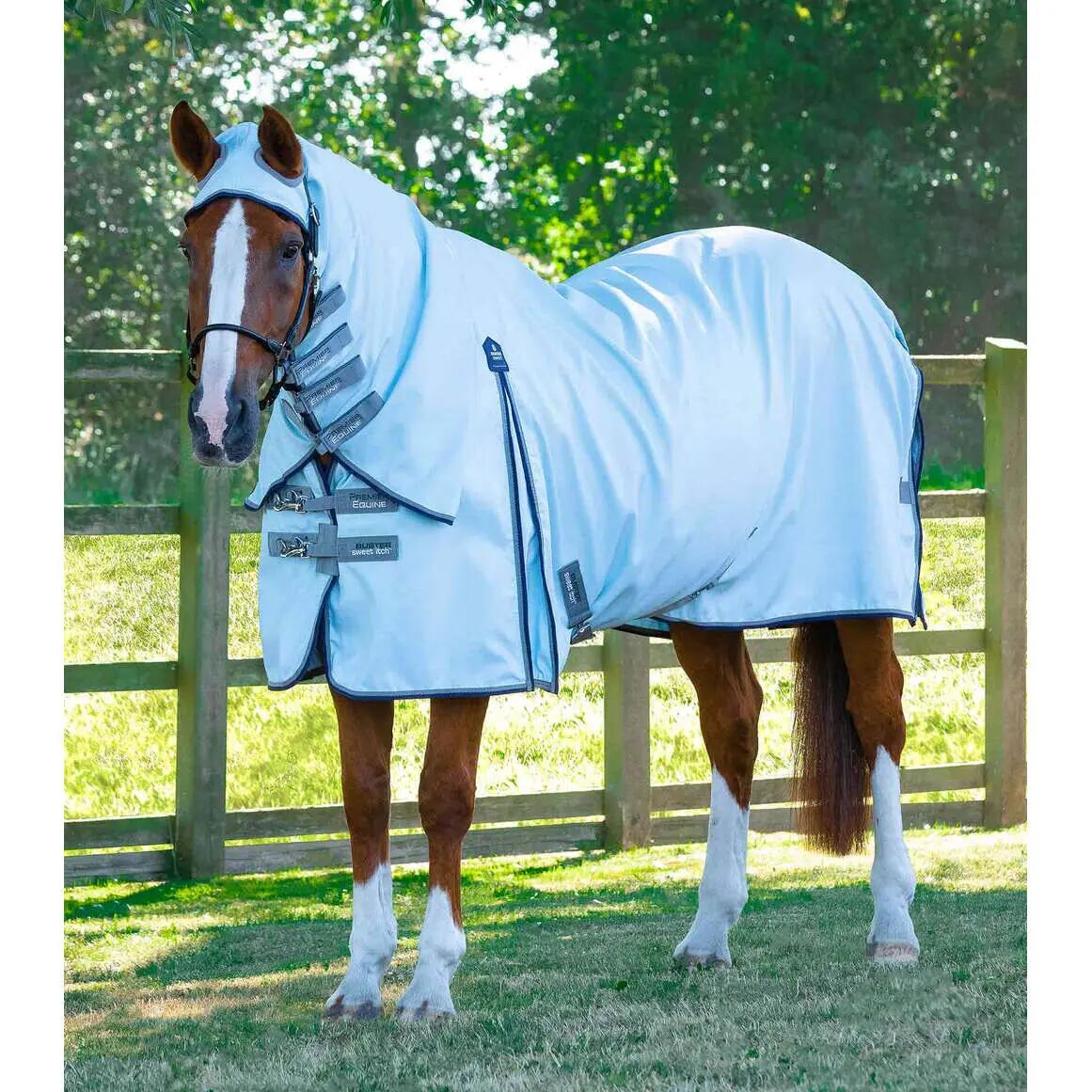 Derka na muchy dla koni z paskami Premier Equine Buster Sweet Itch