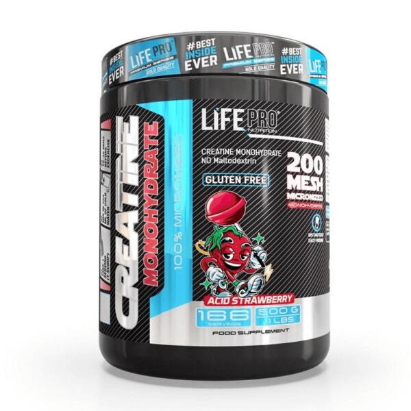 Monohydrat kreatyny 200 mesh - 500 g Truskawka LifePRO