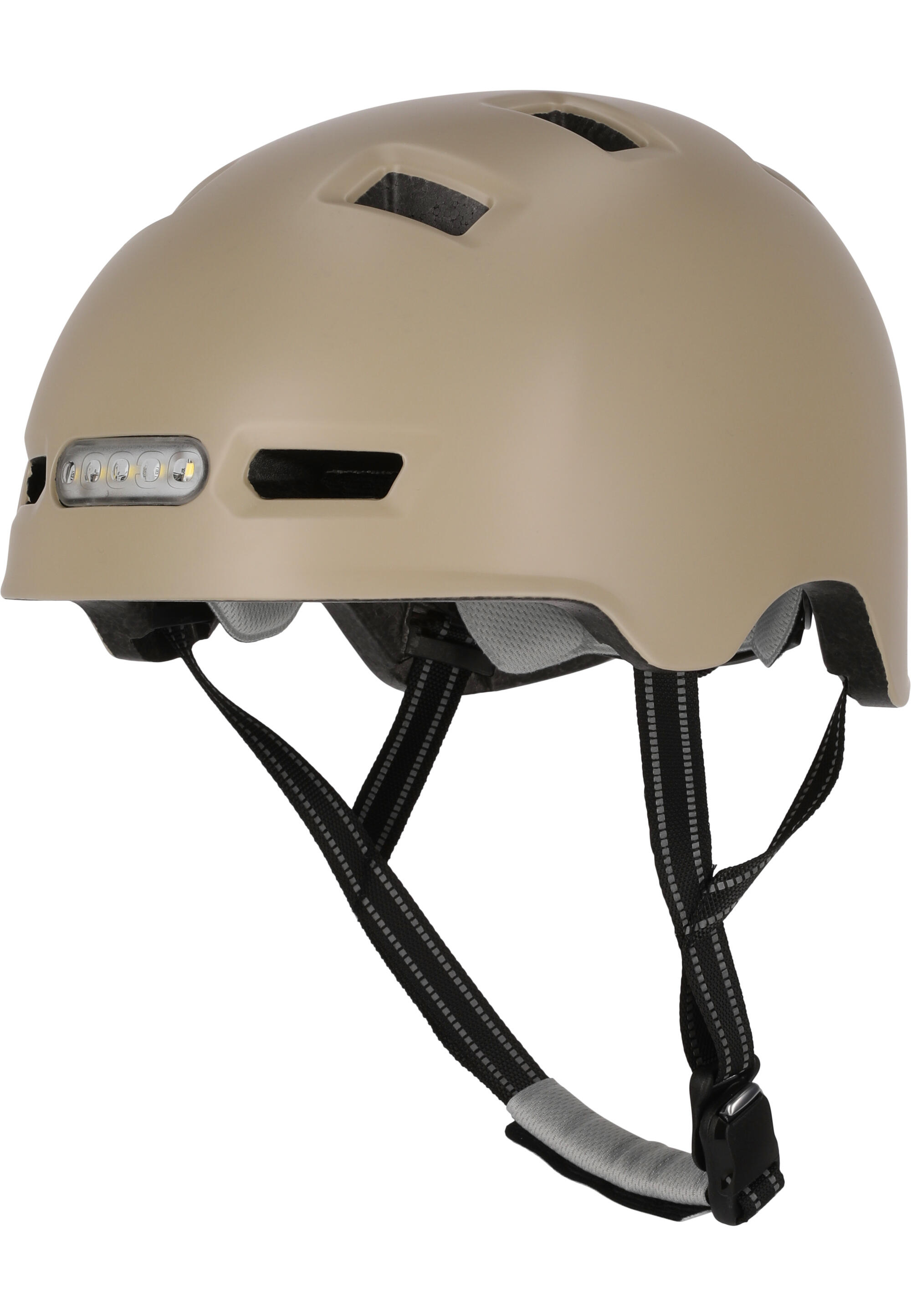 Kask Rowerowy Skater z Oświetleniem Przednim i Tylnym |Beżowy L 57-61cm |EN1078