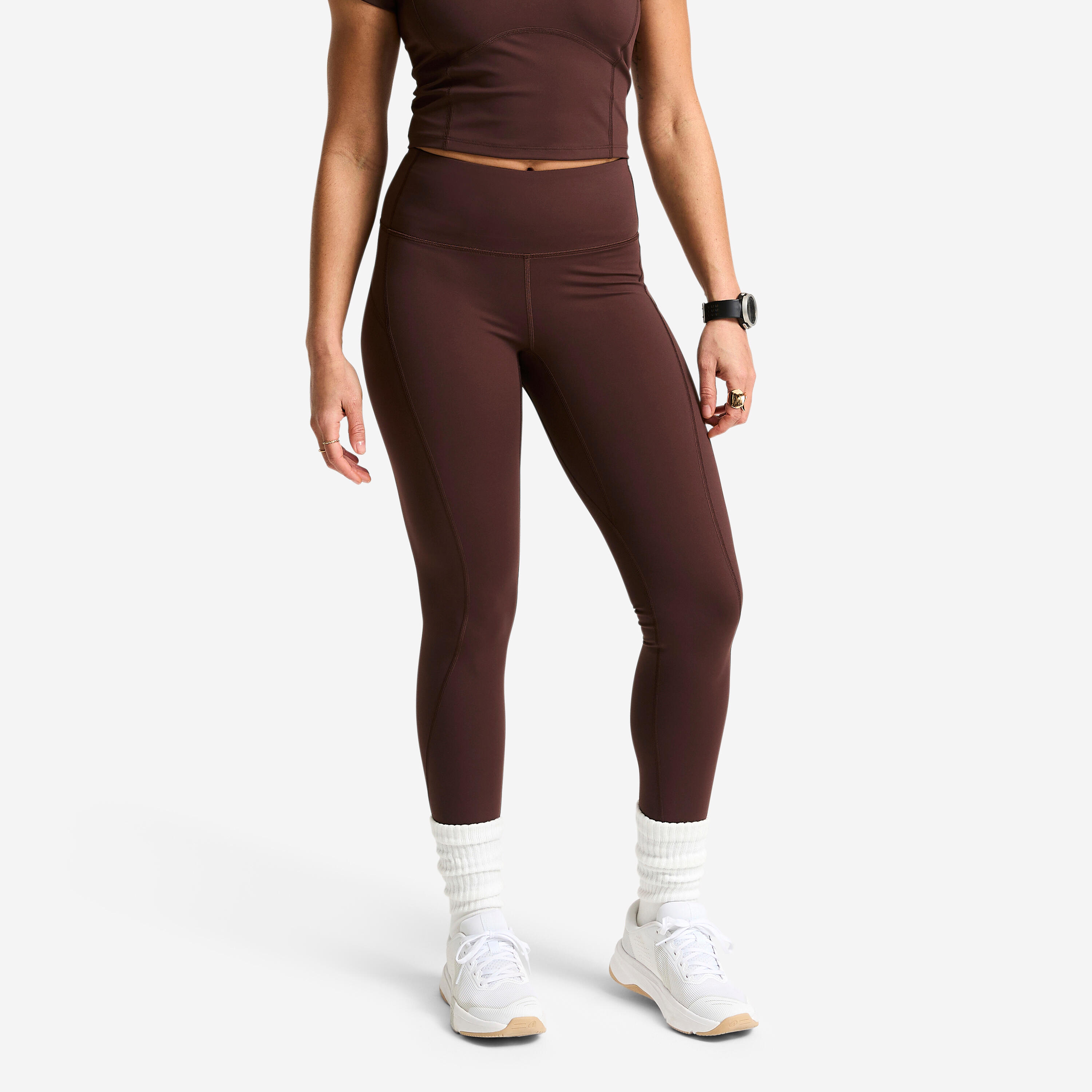Legginsy fitness damskie Domyos wysoki stan