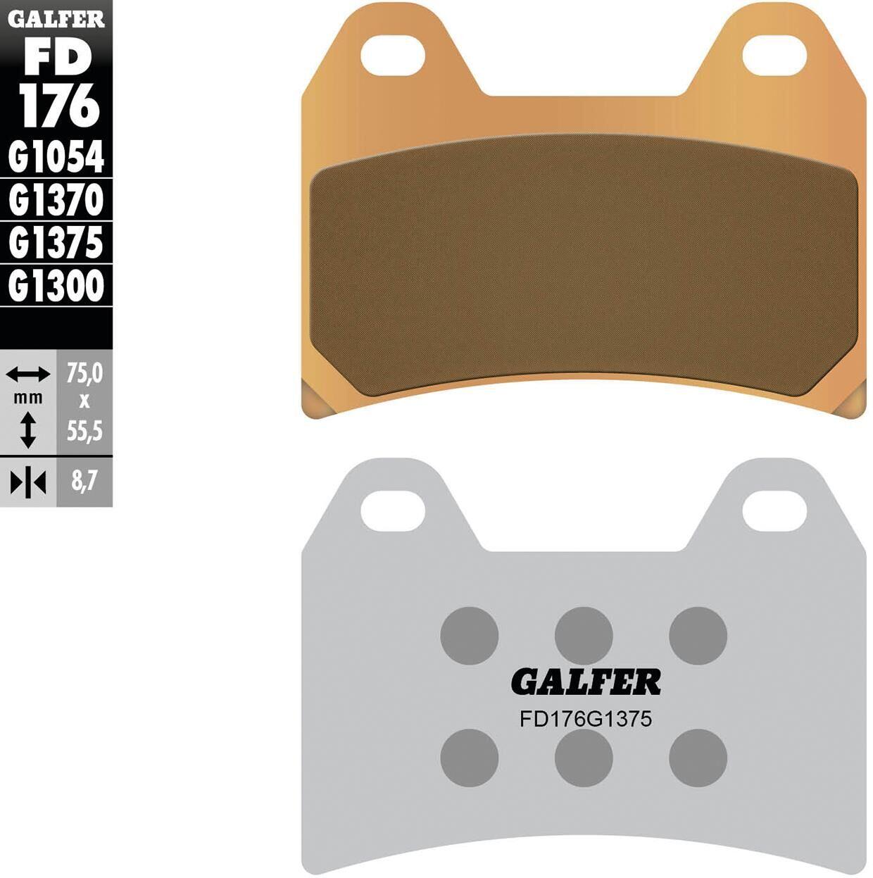 GALFER FD176 Klocki hamulcowe półmetaliczne 75 x 55,5 x 8,7 mm