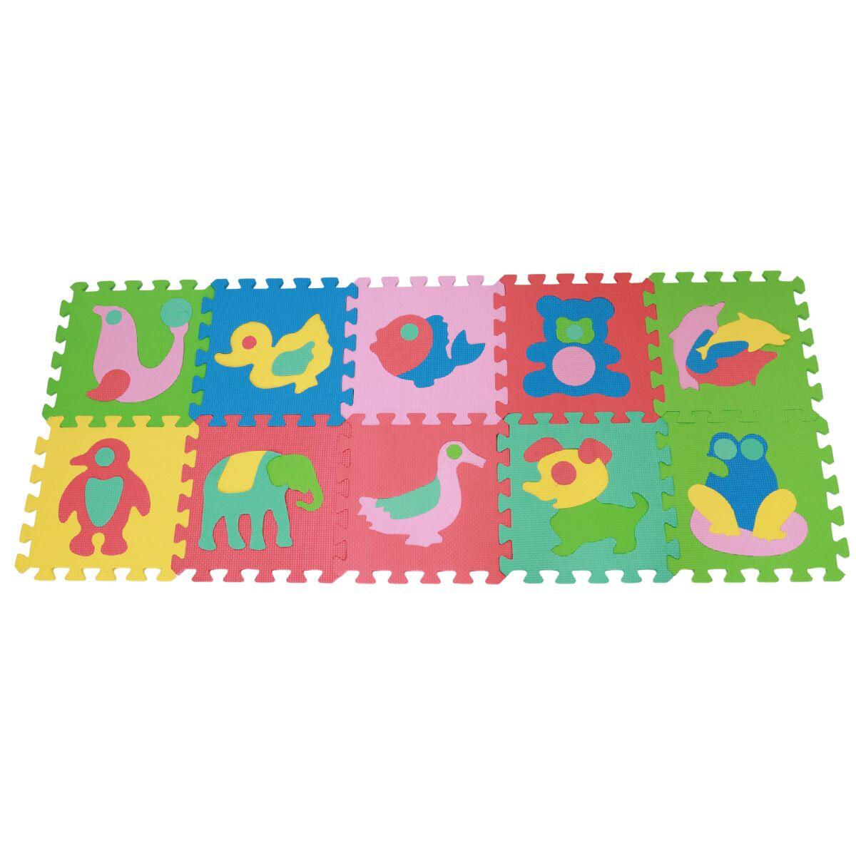 Dziecięca Fitness Mata Piankowa Puzzle 10szt 30x30cm Animals Kolorowa