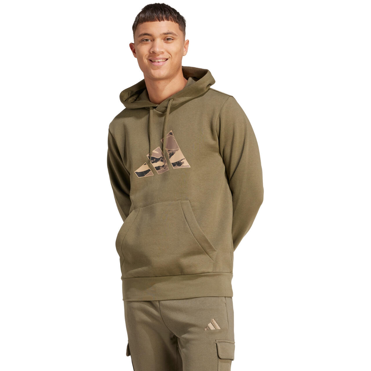 Bluza męska adidas Camo, polarowe wyściełanie, kaptur regulowany