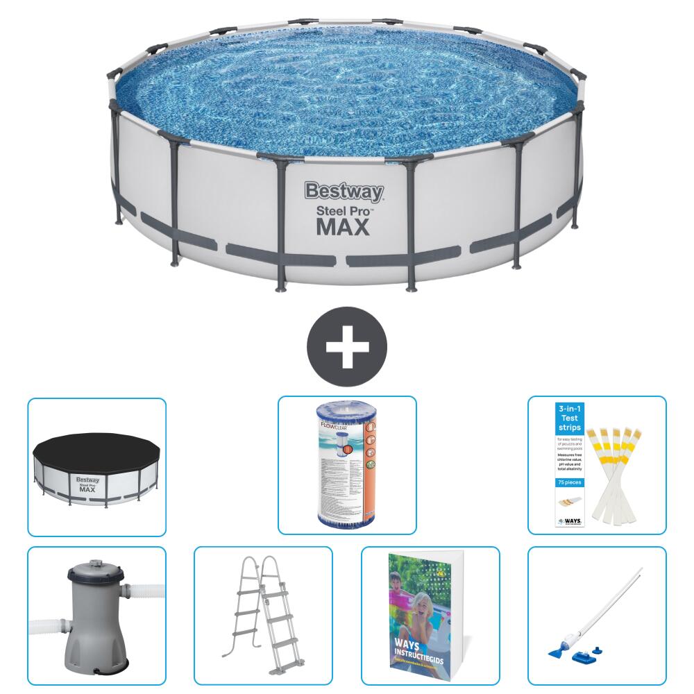 BESTWAY Basen Steel Pro MAX Okrągły - 427x122 cm - 8-częściowy S549