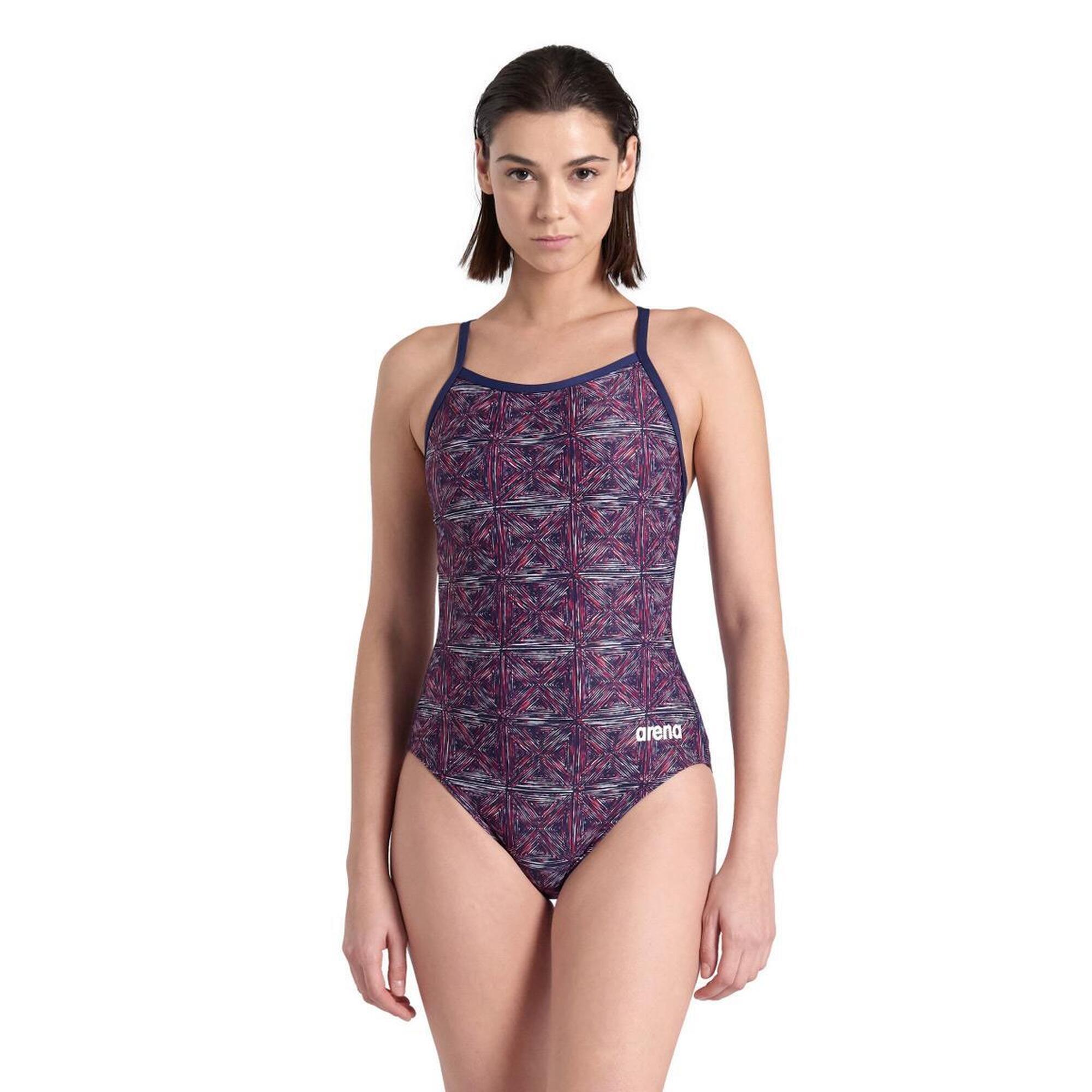 Strój Kąpielowy Arena Abstract Tiles - Granatowy / Wielokolorowy – Rozmiar 40