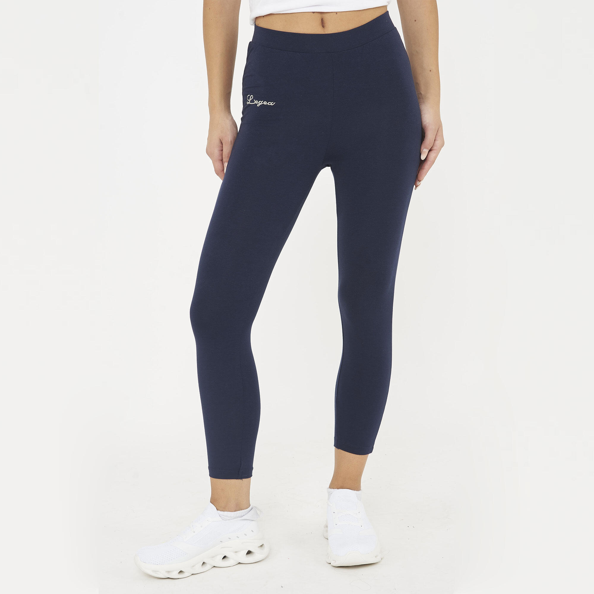 Damskie Capri Trening Bawełna Elastyczna Komfort Extra Niebieskie