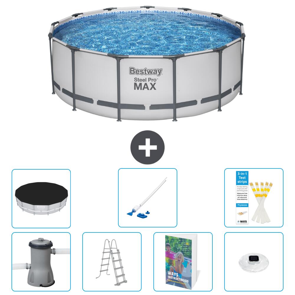BESTWAY Basen Steel Pro MAX Okrągły - 427x84 cm - 8-częściowy S552