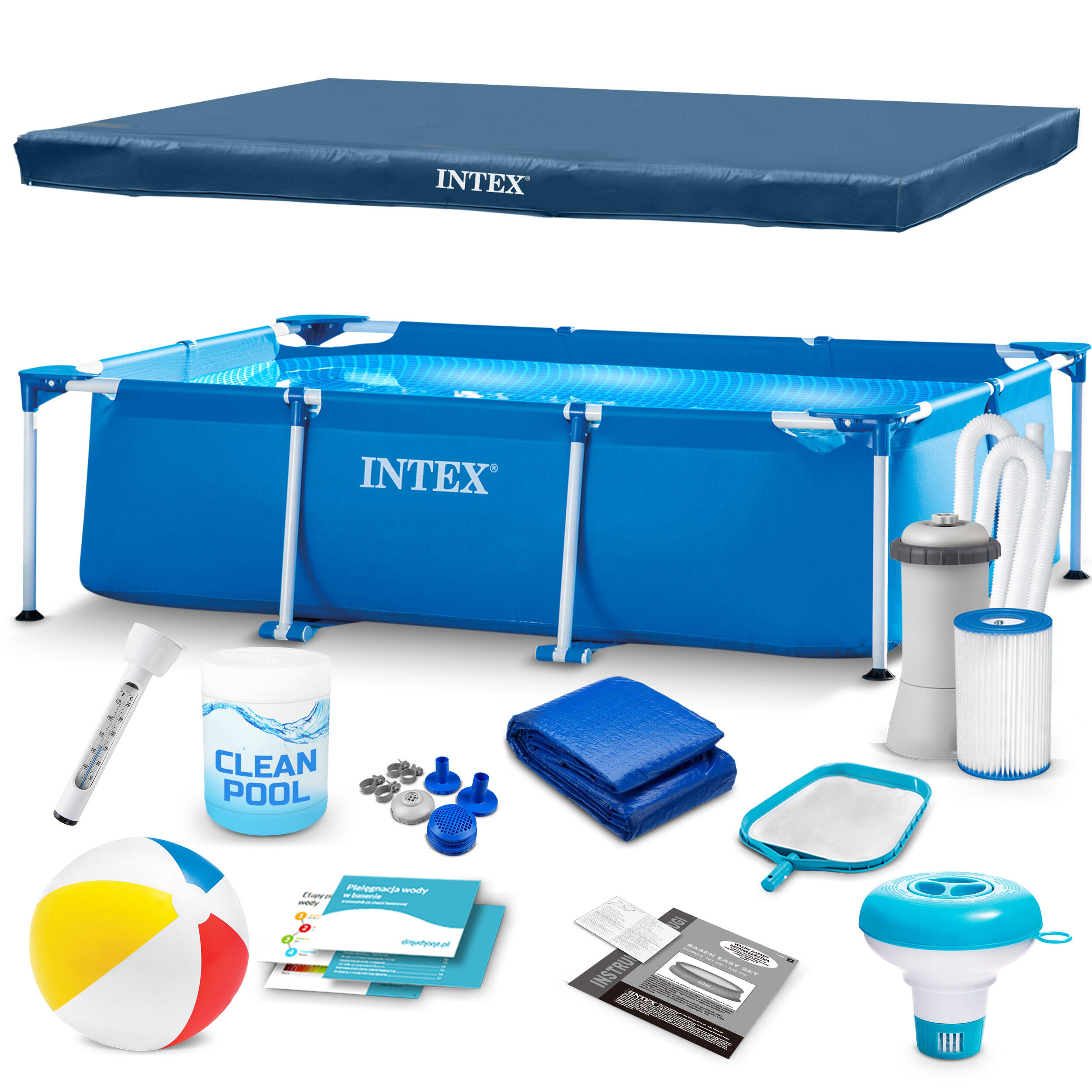 Basen stelażowy do ogrodu Intex 300 x 200 x 75 cm zestaw 15w1