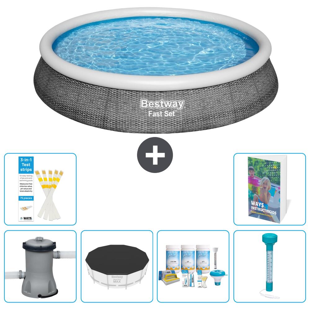 BESTWAY Basen Fast Set Okrągły - 396x84 cm - 7-częściowy S226