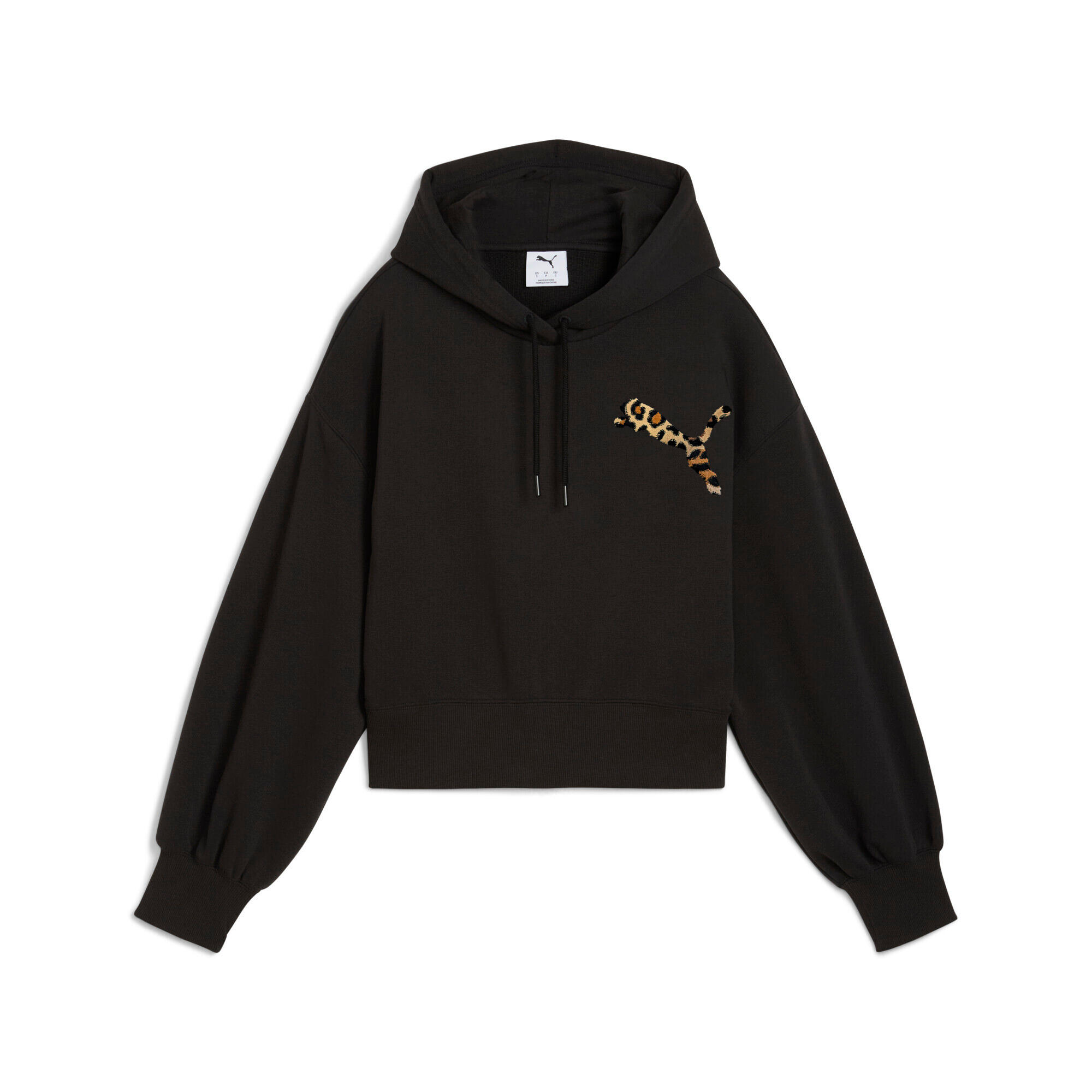 Damska bluza z kapturem crop Puma Leo Luxe Relaxed