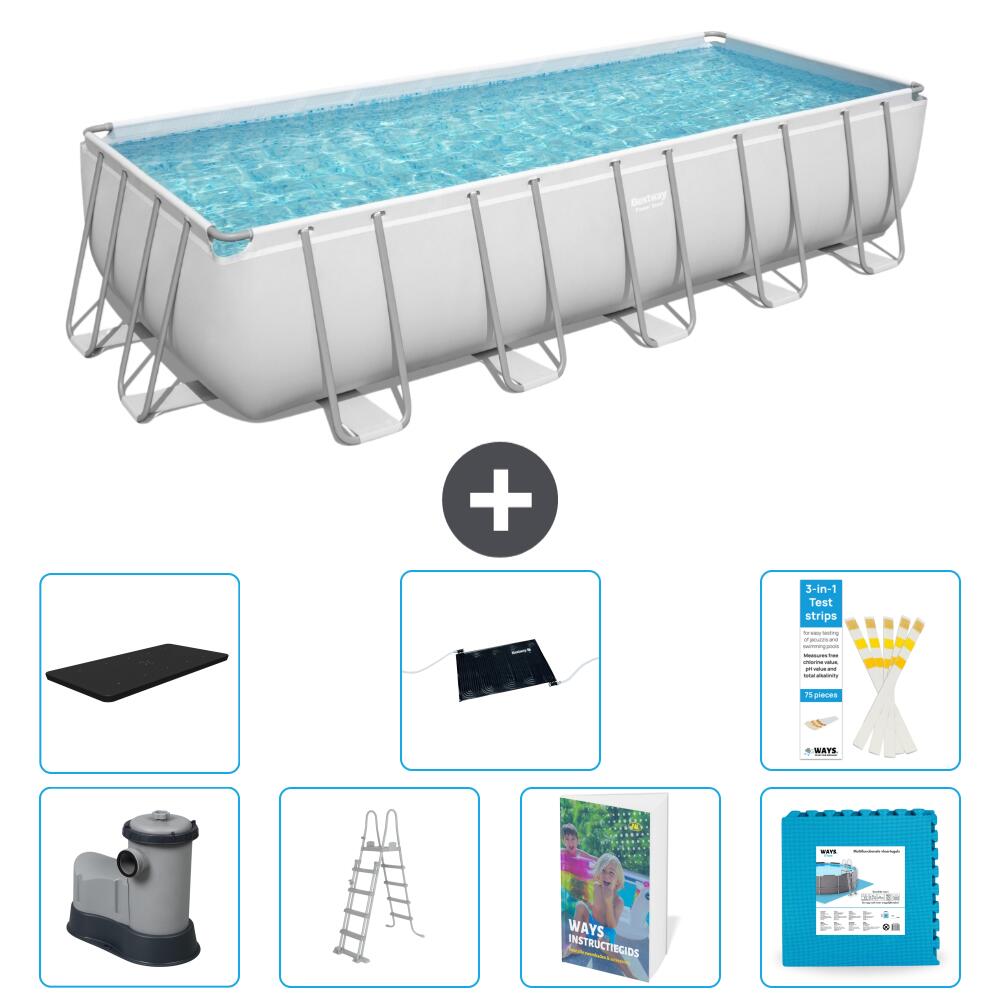 BESTWAY Basen Power Steel Prostokątny - 640x274x132 cm - 8-częściowy S621