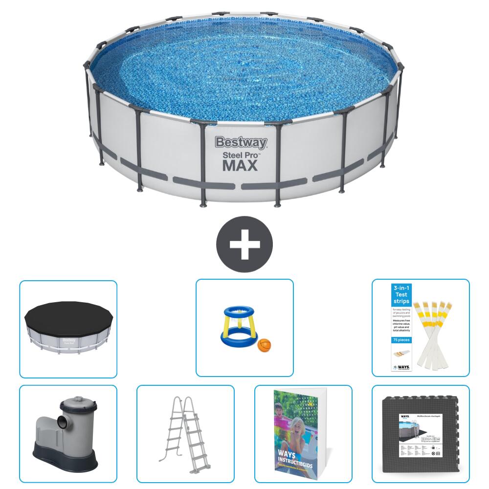 BESTWAY Basen Steel Pro MAX Okrągły - 488x122 cm - 8-częściowy S525