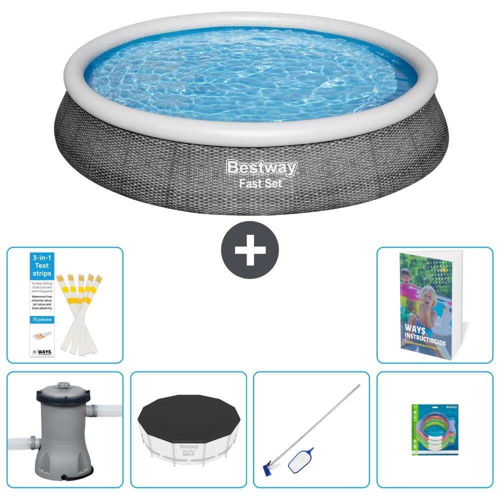 BESTWAY Basen Fast Set Okrągły - 396x84 cm - 7-częściowy S299