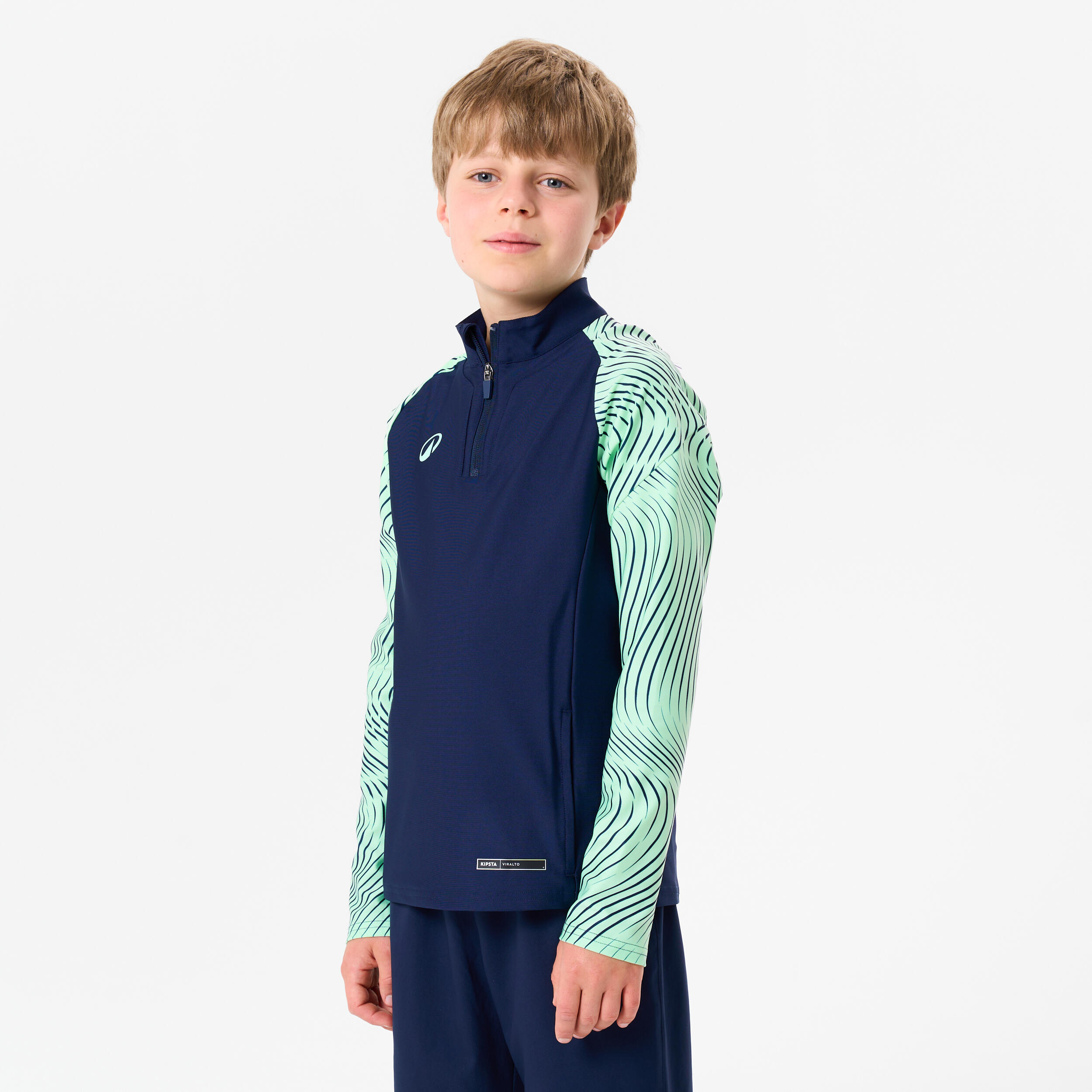 Bluza piłkarska na krótki suwak dla dzieci Kipsta Viralto Wavy Club