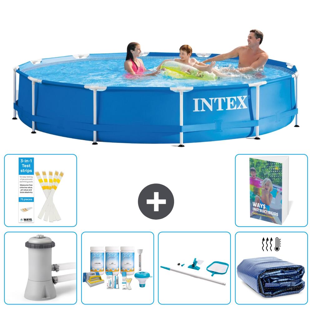 INTEX Basen ze stelażem Okrągły - 366x76 cm - 7-częściowy S267