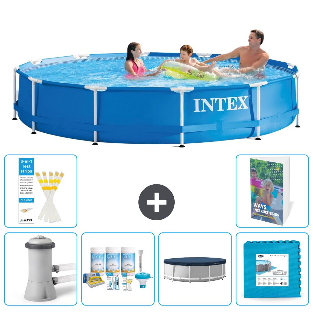 INTEX Basen ze stelażem Okrągły - 366x76 cm - 7-częściowy S240