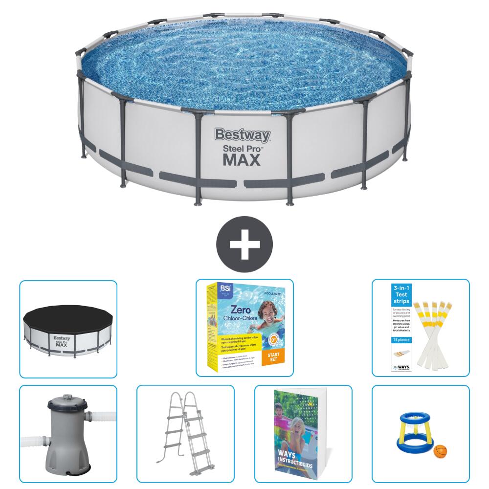 BESTWAY Basen Steel Pro MAX Okrągły - 427x122 cm - 8-częściowy S529