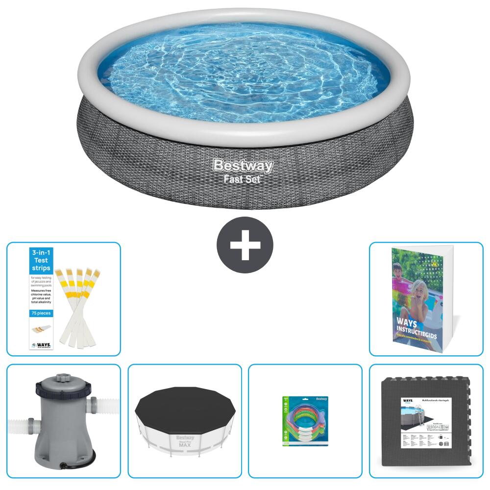 BESTWAY Basen Fast Set Okrągły - 366x76 cm - 7-częściowy S317