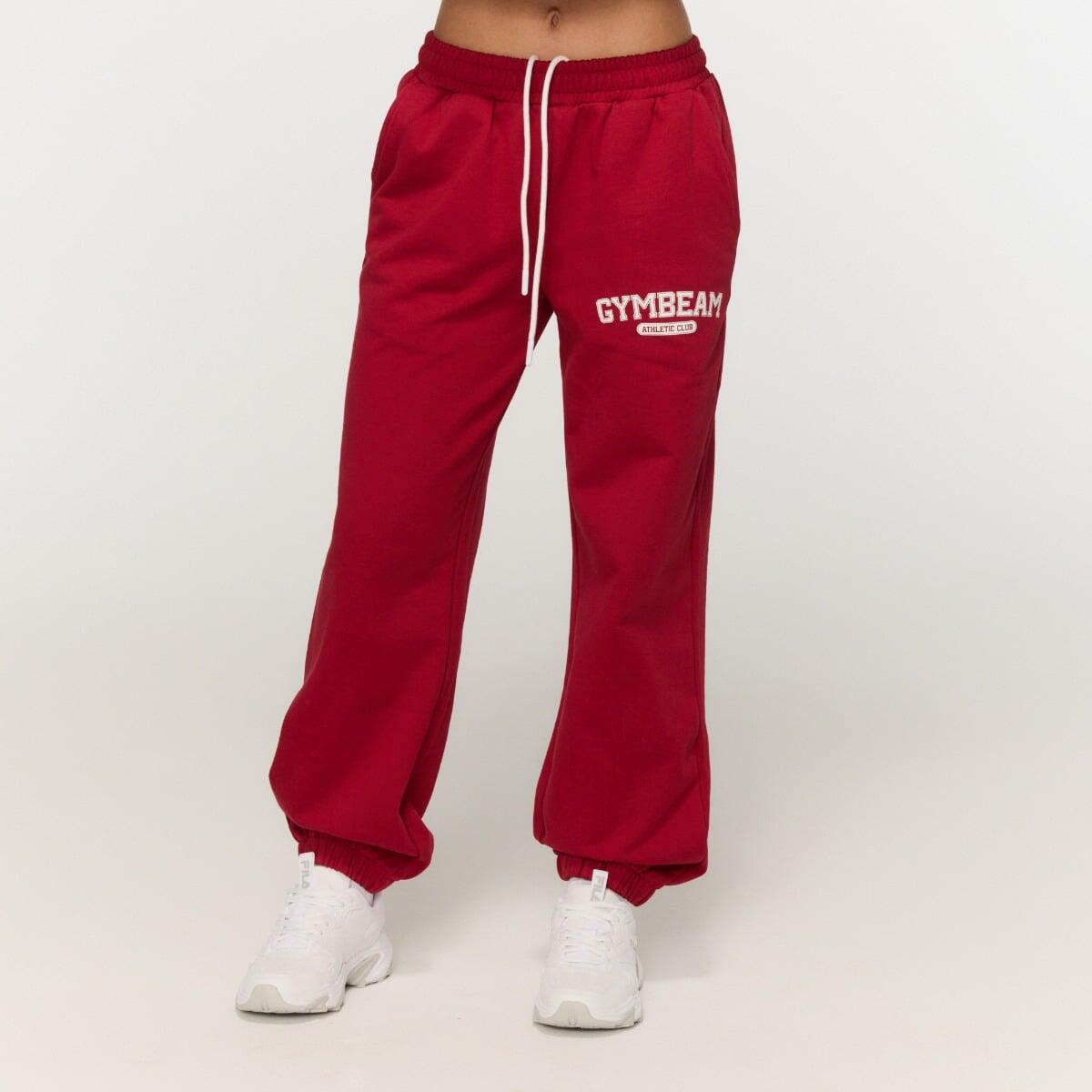 Spodnie dresowe damskie fitness oversize czerwone Varsity