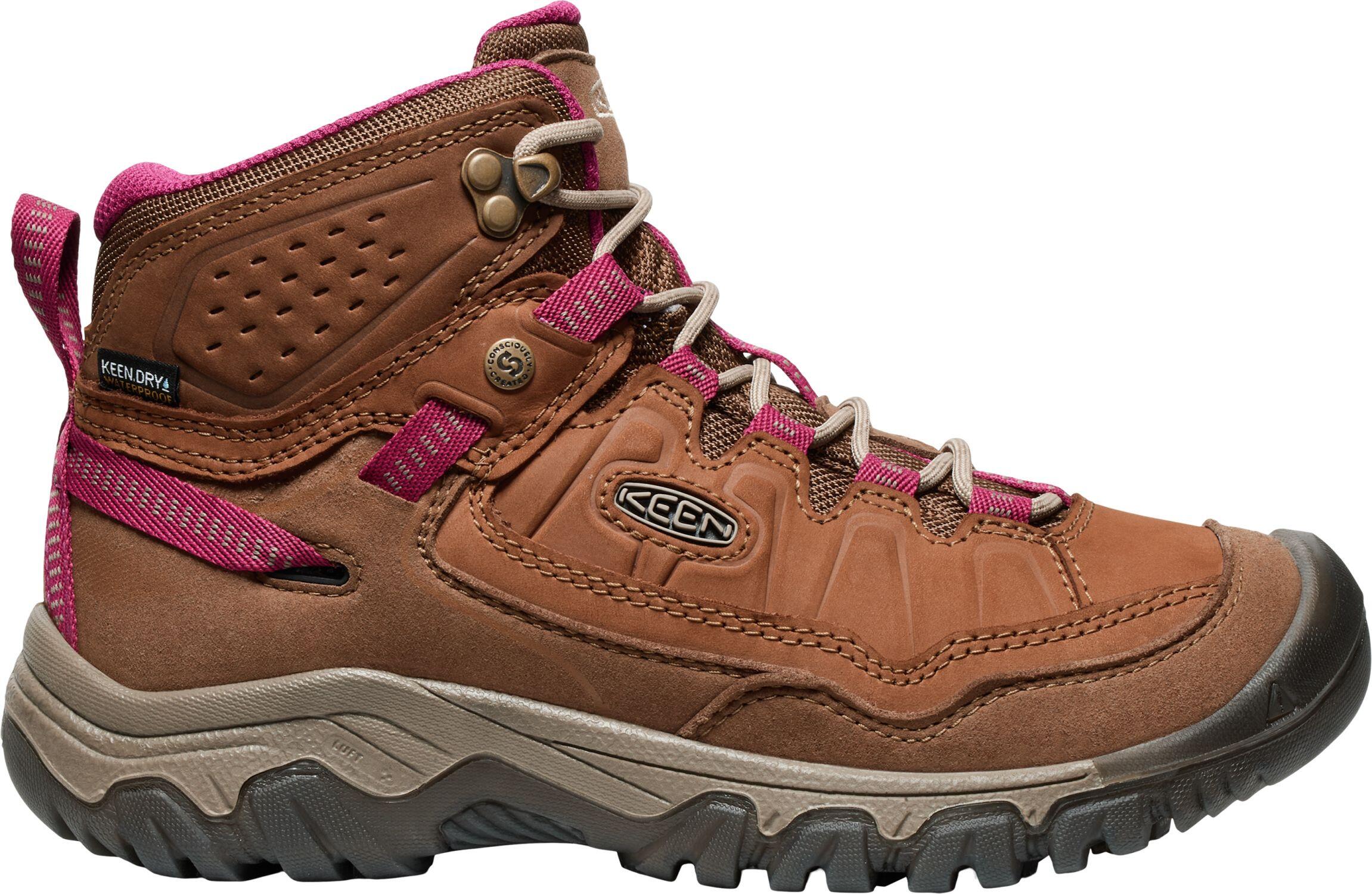 Buty trekkingowe Keen Targhee IV Mid WP W brązowe bison/czerwone Beaujolais