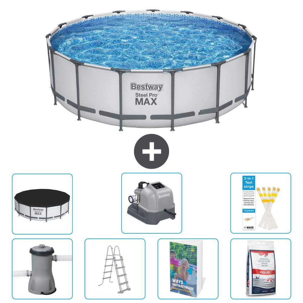 BESTWAY Basen Steel Pro MAX Okrągły - 488x122 cm - 8-częściowy S649