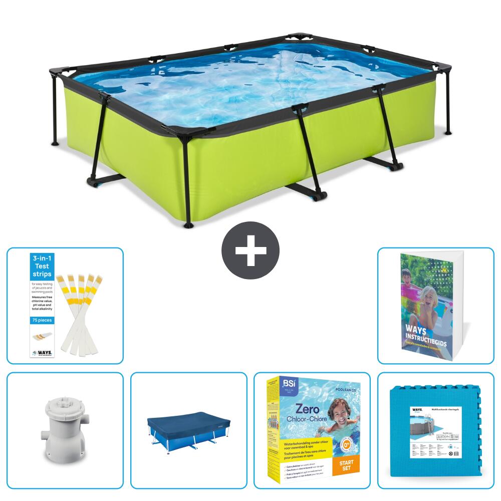 EXIT TOYS Basen Prostokątny - 300x200x65 cm - 7-częściowy S218