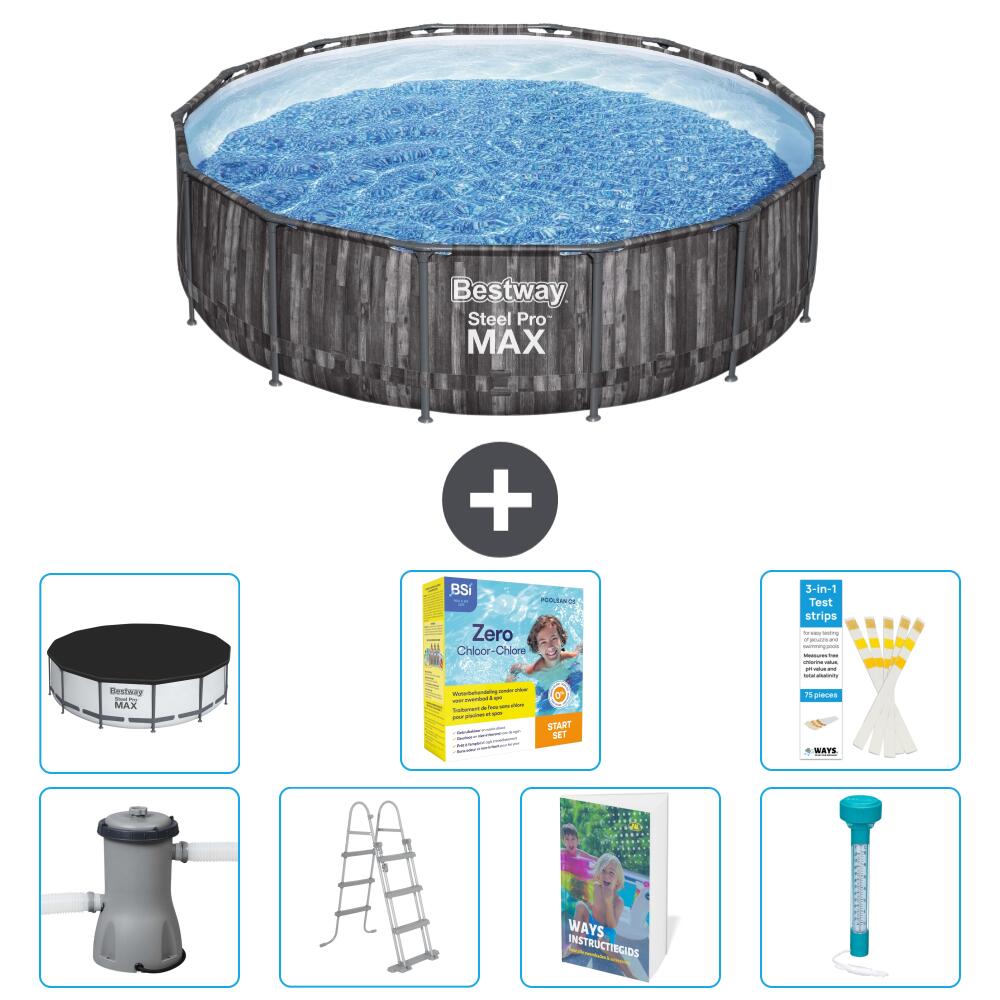 BESTWAY Basen Steel Pro MAX Okrągły - 427x107 cm - 8-częściowy S532