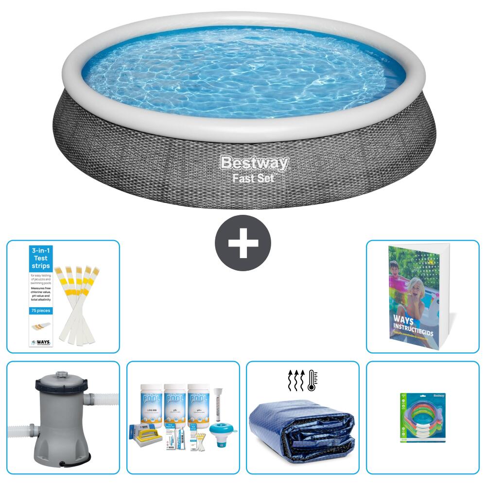 BESTWAY Basen Fast Set Okrągły - 396x84 cm - 7-częściowy S282