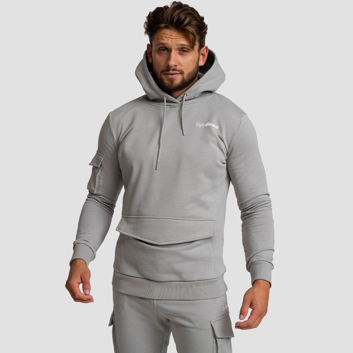 Bluza męska fitness z kapturem szara TRN