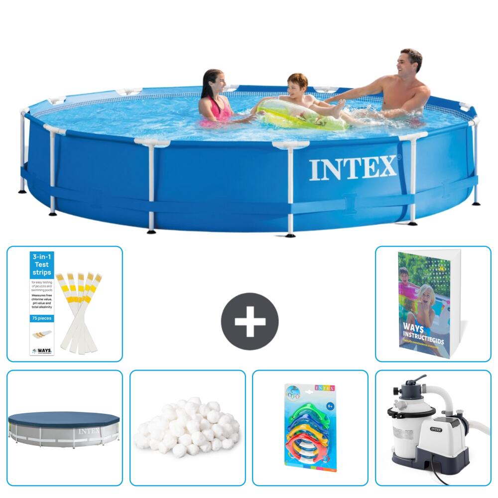 INTEX Basen ze stelażem Okrągły - 366x76 cm - 7-częściowy S8