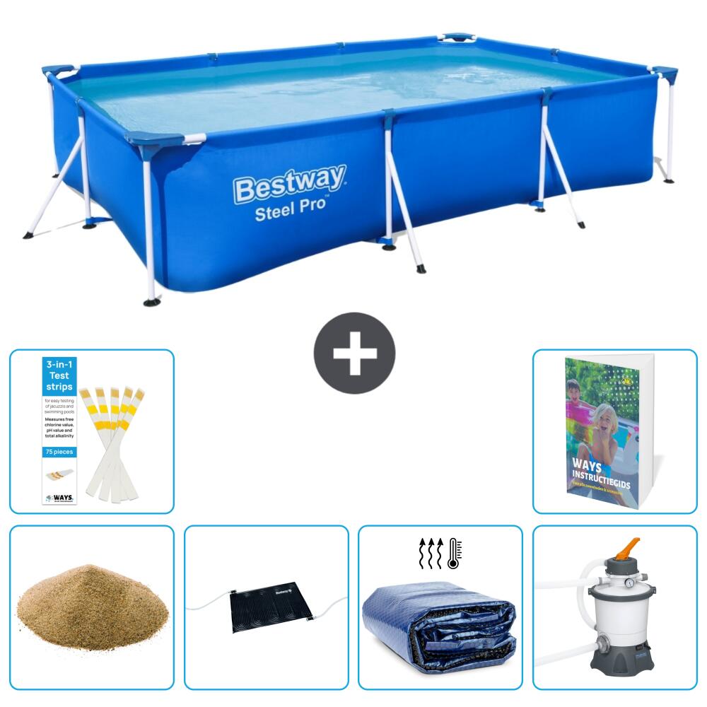 BESTWAY Basen Steel Pro Prostokątny - 300x201x66 cm - 7-częściowy S69