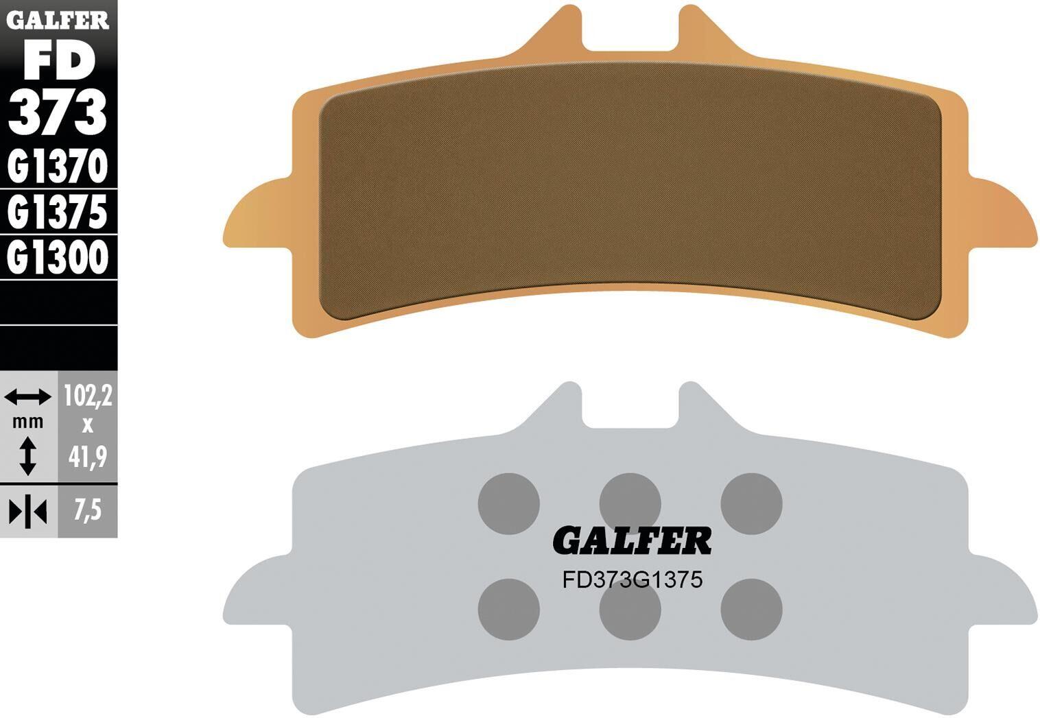 Klocki hamulcowe GALFER FD373, materiał synterowany, 102 x 41,9 x 7,5 mm