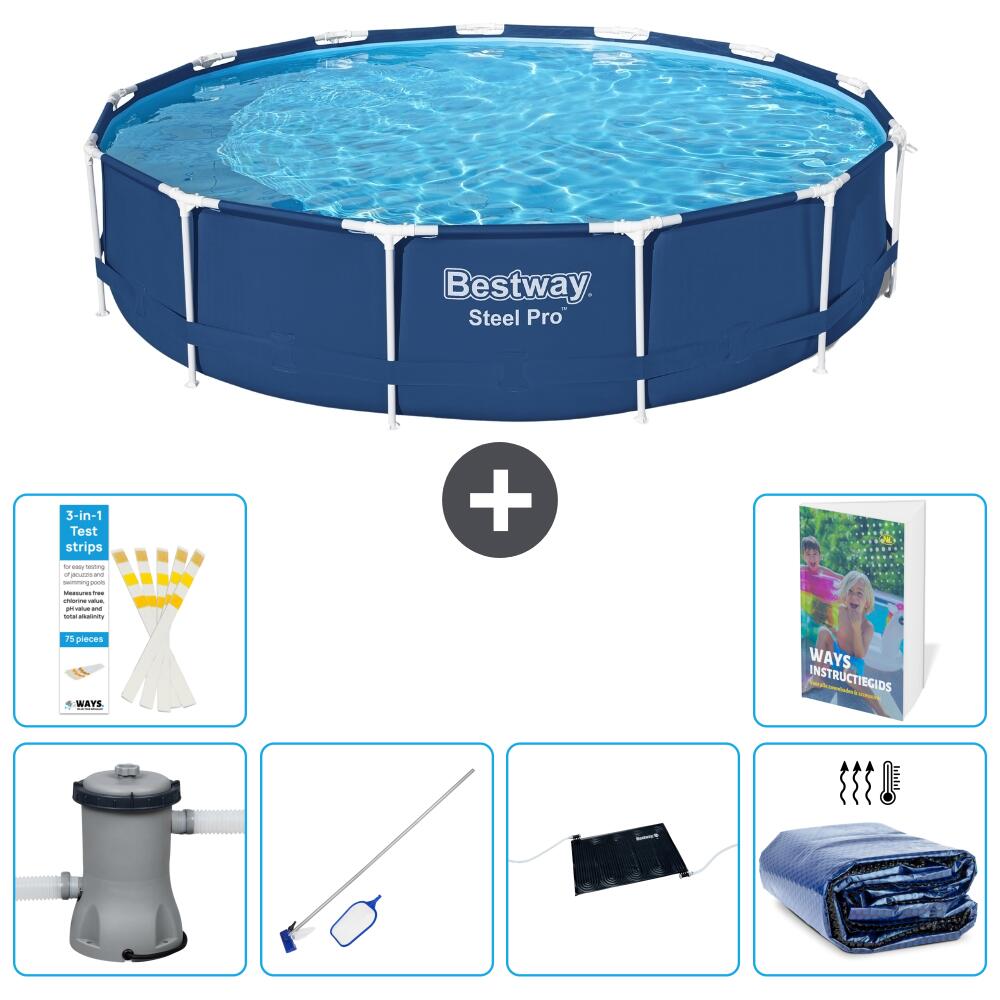 BESTWAY Basen Steel Pro Okrągły - 396x84 cm - 7-częściowy S235