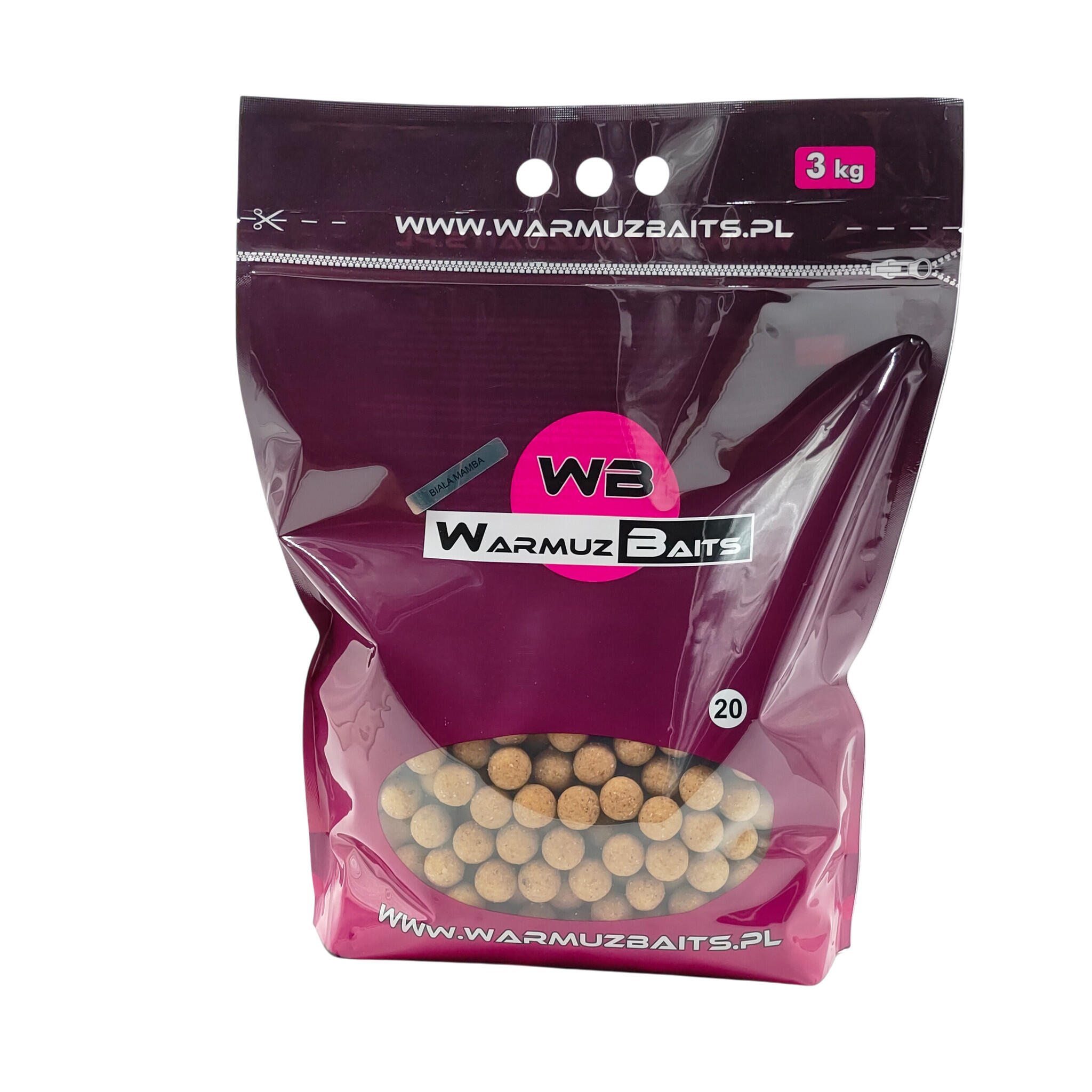 Kulki zanętowe 20mm Warmuz Baits Worek 3kg BIAŁA MAMBA