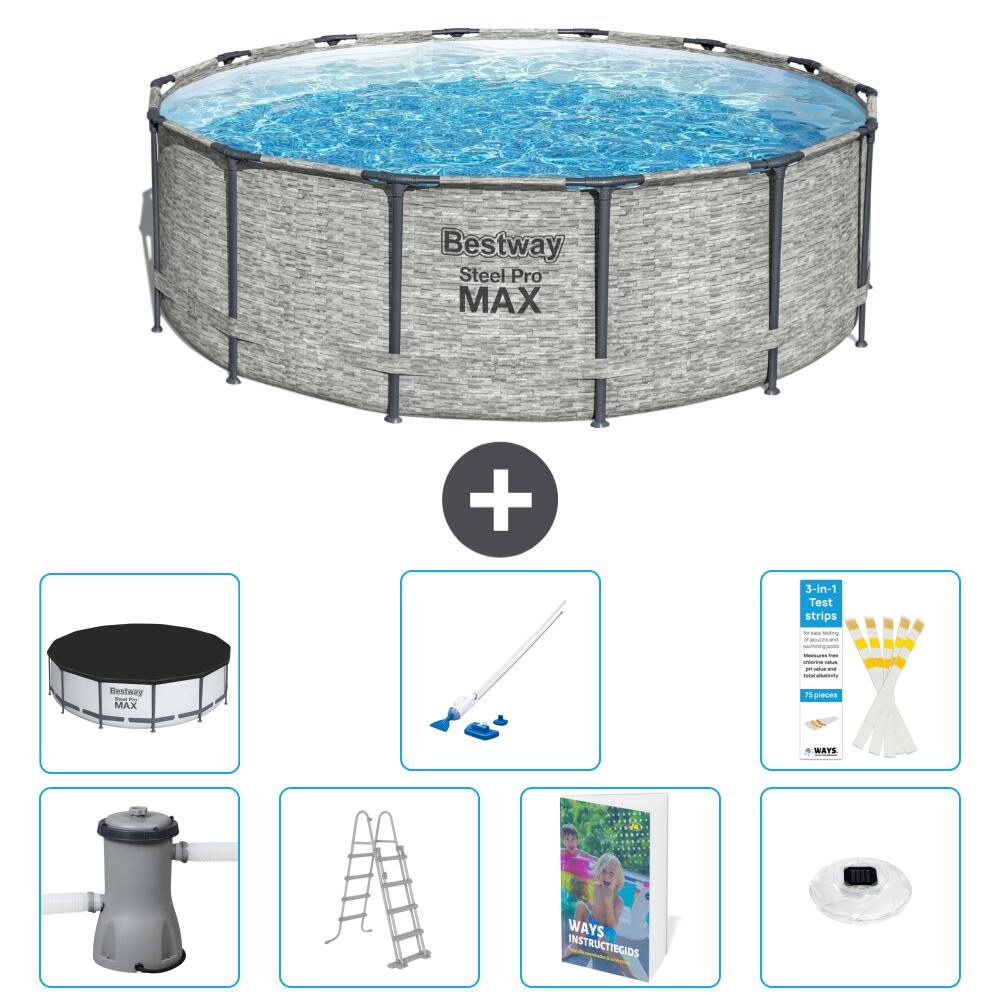 BESTWAY Basen Steel Pro MAX Okrągły - 427x122 cm - 8-częściowy S552