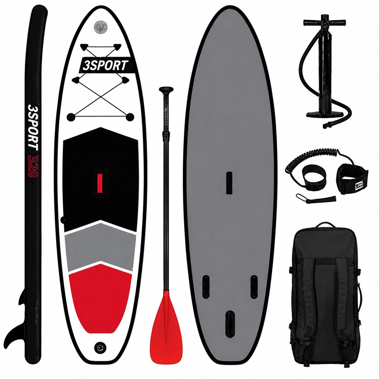 Deska Sup Stand Up Paddle Board 3Sport 320 Cm Czerwono-Biała