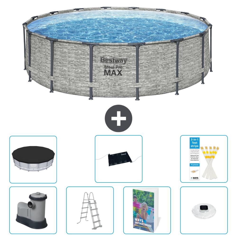 BESTWAY Basen Steel Pro MAX Okrągły - 488x122 cm - 8-częściowy S598