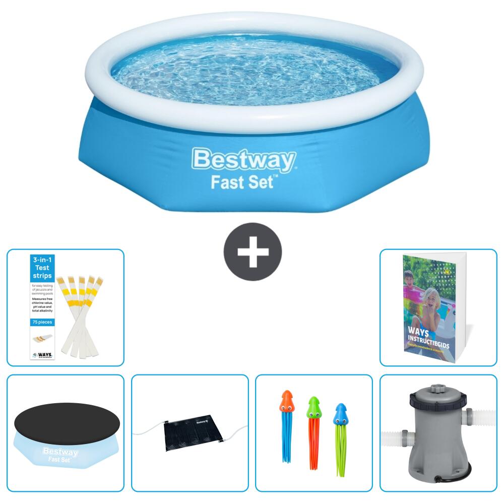 BESTWAY Basen Fast Set Okrągły - 244x61 cm - 7-częściowy S37