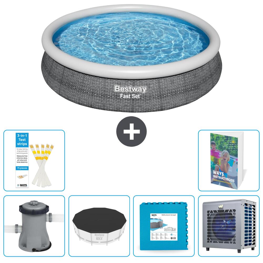 BESTWAY Basen Fast Set Okrągły - 366x76 cm - 7-częściowy S290